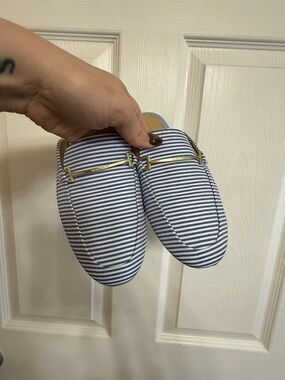 Nautica Blue and White Striped Slip-On Loafers
